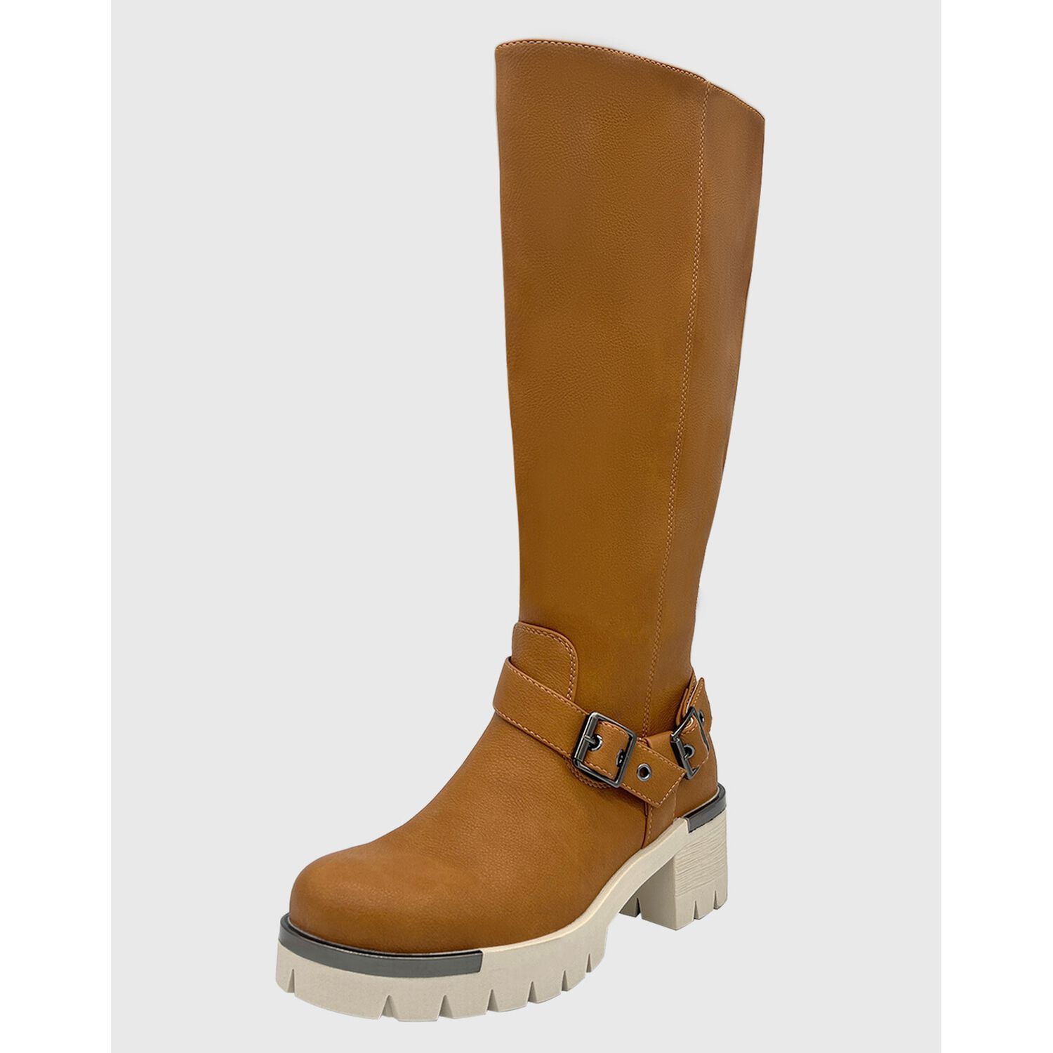 Bota Para Mujer Cafe Bajo La Rodilla Correa Con Hebilla image number 0.0